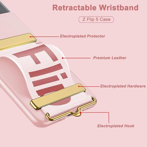 حافظة NINKI مع حزام متوافق مع حافظة سامسونج جالاكسي Z Flip 5 5g مع واقي شاشة الكاميرا، غطاء جلد PU مقاوم للصدمات حافظة هاتف سامسونج جالاكسي Z Flip 5 مع حامل للسيدة الوردية in Saudi Arabia