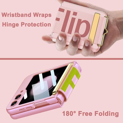 حافظة NINKI مع حزام متوافق مع حافظة سامسونج جالاكسي Z Flip 5 5g مع واقي شاشة الكاميرا، غطاء جلد PU مقاوم للصدمات حافظة هاتف سامسونج جالاكسي Z Flip 5 مع حامل للسيدة الوردية in Saudi Arabia
