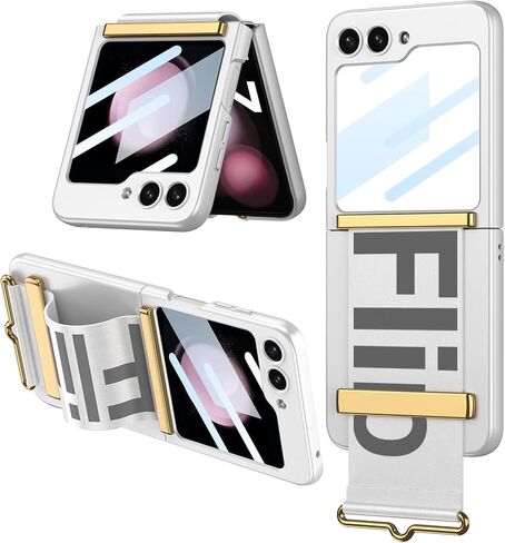 حافظة NINKI مع حزام متوافق مع حافظة سامسونج جالاكسي Z Flip 5 5g مع واقي شاشة الكاميرا، غطاء جلد PU مقاوم للصدمات حافظة هاتف سامسونج جالاكسي Z Flip 5 مع حامل للسيدة الوردية in Saudi Arabia