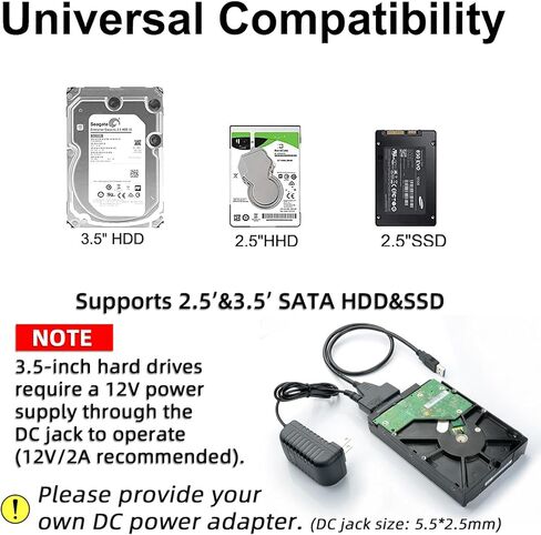Generic كابل محول SATA إلى USB 3.0 لنقل بيانات القرص الصلب HDD/SSD مقاس 2.5/3.5 بوصة، محول القرص الصلب الخارجي يدعم محول القرص الصلب الخارجي UASP USB in Kuwait