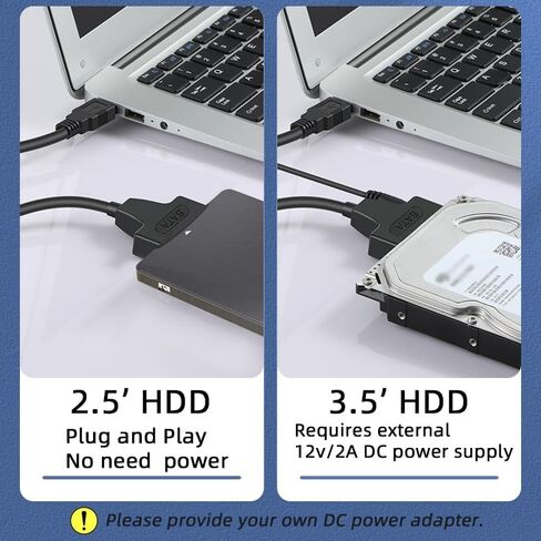 Generic كابل محول SATA إلى USB 3.0 لنقل بيانات القرص الصلب HDD/SSD مقاس 2.5/3.5 بوصة، محول القرص الصلب الخارجي يدعم محول القرص الصلب الخارجي UASP USB in Kuwait
