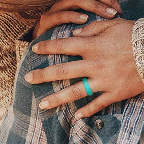 ROQ Silicone Rubber Wedding Ring for Women, Dome Solid Glitter & Metallic, Breathable Silicone Wedding Band, Anniversary Rings, Promise Ring, Multi Packs, Multi Colors in Kuwait