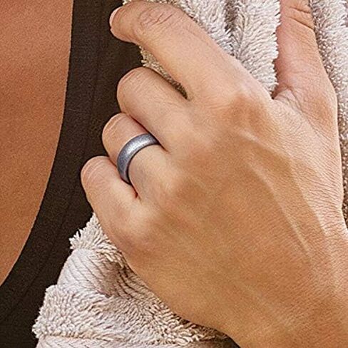 ROQ Silicone Rubber Wedding Ring for Women, Dome Solid Glitter & Metallic, Breathable Silicone Wedding Band, Anniversary Rings, Promise Ring, Multi Packs, Multi Colors in Kuwait