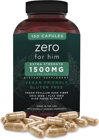 California Basics Vegan Fiber Supplement Capsules (500 count) - Daily Dietary Chia Flaxseed Psyllium Husk - Normal Strength Digestive Support - Stool Hardener for Men in Saudi Arabia