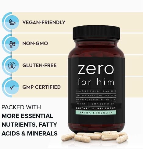 California Basics Vegan Fiber Supplement Capsules (500 count) - Daily Dietary Chia Flaxseed Psyllium Husk - Normal Strength Digestive Support - Stool Hardener for Men in Saudi Arabia