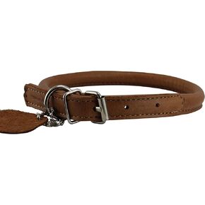 طوق كلب ملفوف من الجلد الطبيعي بمقاس رقبة 10.5 بوصة - 14 بوصة وشعر طويل للكلاب والجراء in Kuwait
