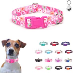 Nylon Dog Collar, Classic Soft Cute Quick Release Floral Pet Cat Collars with Buckle,Adjustable for Xsmall Small Medium Large XL Breed Girl Boys,Blossom Pink L