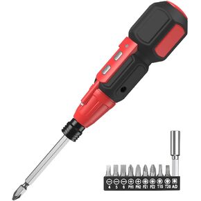 LOFICOPER Cordless Electric Screwdriver, Rechargeable Mini Electric Screwdriver Set, Power Repair Tool Kit with 10 Bits, LED Lights, Charging Cable, for Phones, PC, Glasses, Black