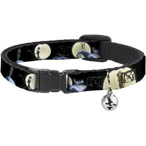 Buckle-Down Breakaway Cat Collar - NBC Jack & Sally Moon Scenes - 1/2" Wide - Fits 8-12" Neck - Medium