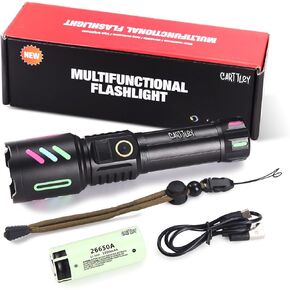 Super Bright Rechargeable Flashlights 2000000 High Lumens,Waterproof Tactical Powerful Led Flashlight Battery Powered with 5 Modes Zoomable Fast Charge,Handheld Flashlight Hiking (Carw515)