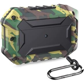 Designed for AirPods 3 Case Cover, Full-Body Protective Rugged Metal Soft Silicone AirPods 3rd Case with Keychain, Front LED Visible,Wireless Charging (Camouflage Green)
