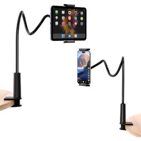 Gooseneck Cell Phone Holder, Flexible Long Arm Phone Mount for Desk, Universal Mount Stand Clip for Bed, Compatible with iPhone 16 Pro Max 15 14 Plus, More 4.0-6.5'' Mobile Cell Phone