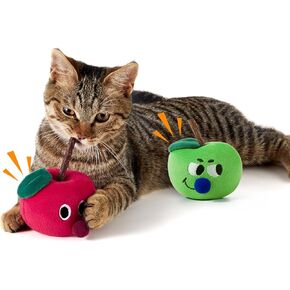 4 Pack Catnip Toys for Cat Teething Chew with Silvervine Stick Rustle Sound, Durable Anti-Dental Biting Kitten Toy for Indoor Interactive/Self-Play/Exercise(Funny Fruit Shape)