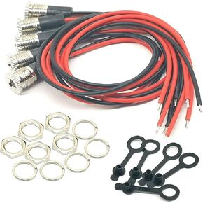 5Pack 5.5 x 2.1 mm DC Power Jack Socket Threaded Female Panel Mount Connector Adapter 10A DC-099 Power Jack Cord Socket with Dustproof Plug