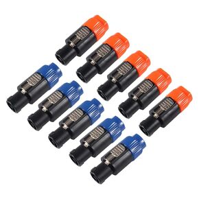10pcs 4-Pole 4Pin NL4FC Connector Ohm Plug Speaker Audio Cable Plug Adapter Compatible with Neutrik Speakon NL4FC, NL4FX, NL2FC