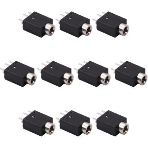 Heyiarbeit 10pcs 3.5mm PCB Panel Mount 5 Pin Female Audio Headphone Jack Socket Stereo Connector for Phones Audio Video Equipment Players PJ-358 Black Tone