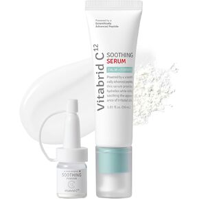 12 Hour Vitamin C Soothing Serum for Acne & Blemish-Prone Sensitive Skin - Improves Sebum, Pores and Redness - Peptides, Niacinamide, Madecassoside, 1.01 fl.oz. Powder 0.04oz.