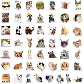 150PCS Cute Cat Meme Stickers, Funny Cat Stickers Animal Stickers for Journaling Laptop Scrapbook Water Bottles Guitar Suitcase, Waterproof Vinyl Decals for Teens Adults Boys Girls