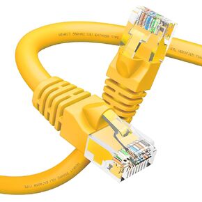 GearIT RJ45 Cat 6 Ethernet Patch Cable for TV, Modem, PC Gaming, 10Gbps, Gold-Plated Connectors, Snagless, Network Cable, Internet Cable, 14 Feet, Yellow