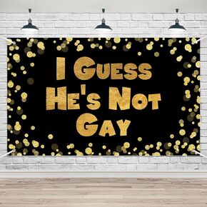 Lofaris Funny Bachelor Party Banner - Extra Large Gold Glitter and Black Photography Backdrop - Bachelor Party Ideas Decor 70.8x43.3 Inches