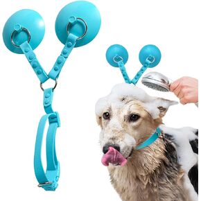 Dog Bathing Tether with Dual Suction Cup- 2024 New Dog Washing Restraint Leash with Adjustable Collar for Pet Shower Bath Grooming - Easy Clean for Home and Dog Bathing Station (Yellow)