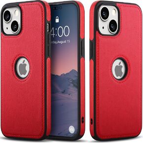 Design Compatible with iPhone 14 Case Luxury Leather Business Vintage Slim Non-Slip Soft Grip Shockproof Protective Cover (2022) 6.1 Inch (Brown)