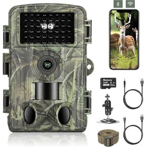 Trail Camera WiFi 4K 60MP, Gamera Camera with Night Vision Motion Activated 120° Wide-Angle, IP66 Waterproof Trail Cam with 2.0" HD Screen, 46pcs No Glow Infrared LEDs for Wildlife Monitoring