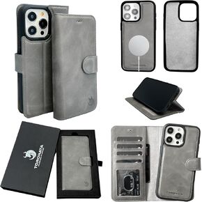 Vegas Wallet Phone Case Compatible with iPhone 15 6.1in – Elegant Full-Grain Leather Phone Case Wallet – Card Holder Wallet RFID Blocking with Kickstand, Card Slots (Purple)