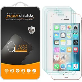 Supershieldz (3 Pack) Designed for Apple iPhone SE (1st Gen, 2016 Edition), iPhone 5, iPhone 5S and iPhone 5C Tempered Glass Screen Protector, Anti Scratch, Bubble Free