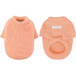 Small Dog Sweater for Winter Solid Plush Dog Clothes Warm Soft Cat Sweaters Stretchy Fleece Apparel for Small Medium Dog White Small