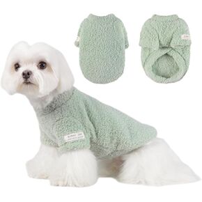 Small Dog Sweater for Winter Solid Plush Dog Clothes Warm Soft Cat Sweaters Stretchy Fleece Apparel for Small Medium Dog White Small in Kuwait