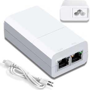 Procet Gigabit PoE Injector 30V 15W, IEEE802.3af Power Over Ethernet Adapter, AC to DC Indoor Passive PoE Injector, EN15G-30-3