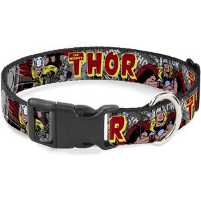 Dog Collar Plastic Clip The Mighty Thor Action Poses 18 to 32 Inches 1.5 Inch Wide