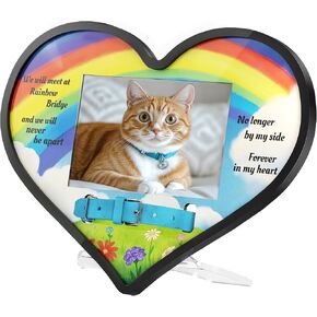 Grarry Pet Memorial Gifts for Dogs Cats, Rainbow Bridge Dog Memorial Gifts, 4"x6" Picture Dog Collar Memorial Frame Heart-Shaped for Loss of Dog, Acrylic Pet Loss Sympathy Gift Pet Remembrance Gift