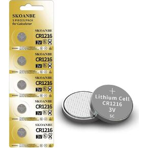 SKOANBE 5Packs CR1216 3V Button Coin Lithium Battery
