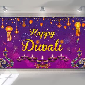Happy Diwali Backdrop Banner Diwali Wall Backdrops Photography Background Banners and Signs Diwal Party Decorations Supplies for Indian Light Celebration Party, Happy Diwali Festival, 72 x 43 Inch