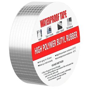 Butyl Sealant Tape (4" W x 16.4'L x 2 Rolls), Butyl Waterproof Tape for RV Repair, Window, Boat Sealing, Glass, Sun Room, Glazed Tile, EPDM Roof Patching, Silver