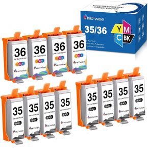 PGI 35 CLI 36 Ink Cartridge Compatible with Canon 35 36 Ink Cartridges Canon TR150 Ink Cartridge Replacement for Pixma iP110 iP100 TR150 Mini260 Mini320 Printer(8 Black, 4 Tri-Color) 12 Pack