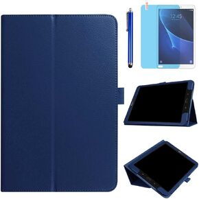 Case for Samsung Galaxy Tab E 9.6 inch 2015 (SM-T560 T561 T565 SM-T567V), Slim Leather Folding Stand Full Protective Cover Case,with Stylus Pen,Screen Film (Deep Blue)