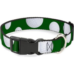 Buckle-Down Plastic Clip Collar - Golf Balls Scattered Green/White - 1" Wide - Fits 15-26" Neck - Large