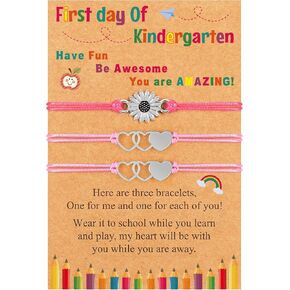 Back to School Stuff Sliding Knots, Colorful Love First Day of School Bracelet, Kindergarten Back to School for Kids, Smooth Plastic Heart Bracelet for Mommy and Me Prek Primary Teen Stuff