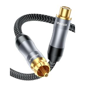 كابل مضخم الصوت، كابل الصوت المحوري الرقمي، كابلات RCA، سلك SPDIF أحادي من ذكر إلى ذكر [20AWG، مطلي بالذهب، مضفر بالقطن] للمسرح المنزلي، تلفزيون عالي الوضوح، مكبر صوت، مكبر صوت، مكبر صوت (3.2 قدم/1 متر)