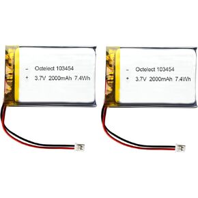 Octelect 3.7V Lithium ion Polymer Battery 2000mAh 103454 Lipo Battery Rechargeable Lithium Polymer ion Battery with JST Connector