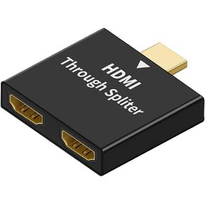 QIANRENON 1 in 2 Out HDMI Splitter Power HDMI Male to Dual Female Splitter Adapter HDMI Video/Audio Connector 1080P for HDTV HD LED LCD TV