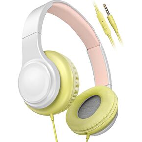 WK01 On-Ear Headphones with Microphone, Lightweight Folding Stereo Bass Headphones 1.2 M Cord, Portable Wired Headphones for Smartphone Tablet Computer, Headphones for School/Tablet/PC/Kindle (Blue)