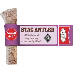 Primal Antlers for Dogs, Grade A Split Elk Antlers for Small Canines up to 15 lb, Natural Chews for Aggressive Chewers, Naturally Shed, Long Lasting Dog Bones, 1 ct