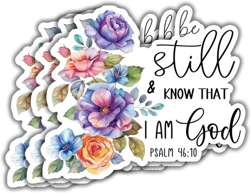 (3 قطع) ملصق من الفينيل مطبوع عليه Be Still and Know That I Am God اقتباسات ملهمة من الكتاب المقدس لآية يسوع المزمور 46:10 ملصق مسيحي لزجاجة المياه والكمبيوتر المحمول والهاتف وقبعة صلبة - 3x2.7 in Saudi Arabia