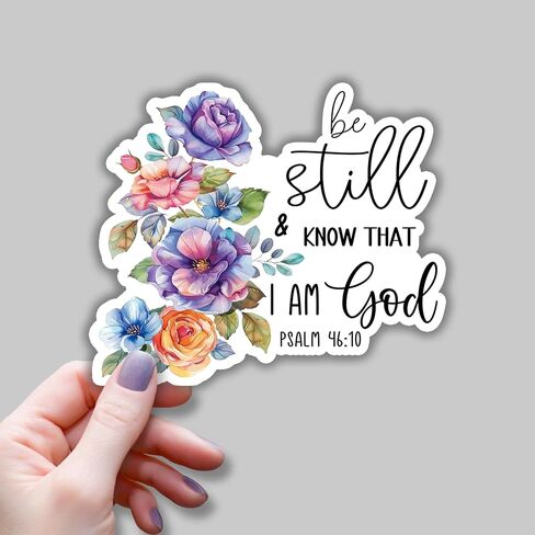(3 قطع) ملصق من الفينيل مطبوع عليه Be Still and Know That I Am God اقتباسات ملهمة من الكتاب المقدس لآية يسوع المزمور 46:10 ملصق مسيحي لزجاجة المياه والكمبيوتر المحمول والهاتف وقبعة صلبة - 3x2.7 in Saudi Arabia
