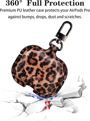 Cute Leather Case for Airpods Pro, IMPAWFAN Soft Genuine Leather Protective Cover Skin with Keychain, Shockproof Headphone Cases for AirPods Pro Wireless Charging Case Women-Leopard in Saudi Arabia