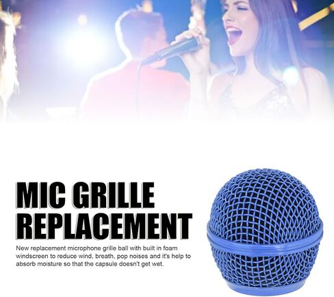 Microphone Head Replace, Mic Grille for SM58S, SM58LC, BETA58, BETA58A, M30, SV100, UT2, PGX24 SLX4, Steel Mesh Replacement Heads with Inner Foam (Blue) in Saudi Arabia